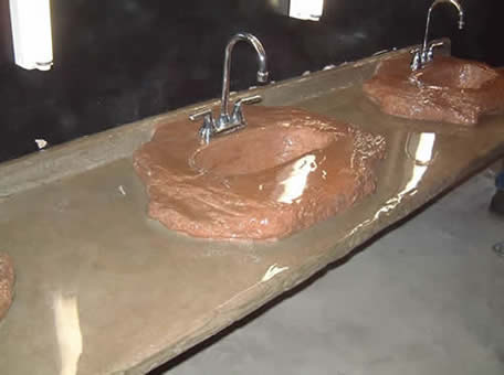 Lavabo et vanité de salle de bain en béton léger